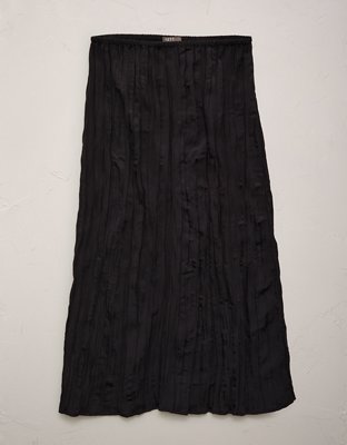 AE77 Textured Pull-On Midi Skirt