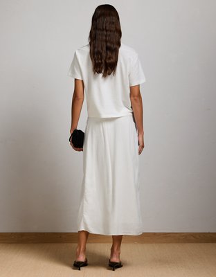 AE77 Linen-Blend Wrap Midi Skirt