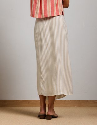 AE77 Linen-Blend Wrap Midi Skirt