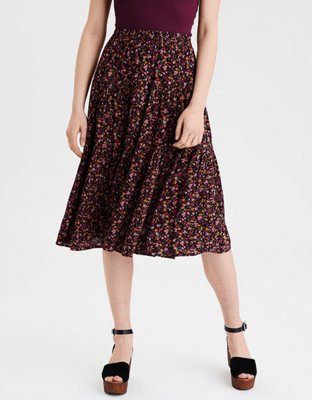 AE High-Waisted Tiered Midi Skirt