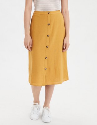 midi skirt with button front