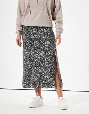 Slit Midi High Waist Asymmetrical Skirt