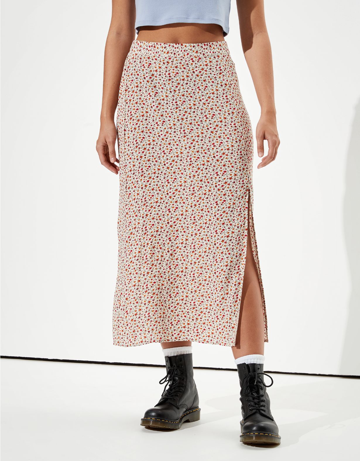 AE High-Waisted Slit Midi Skirt