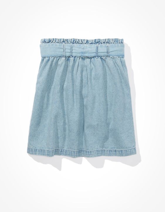 AE High-Waisted Denim Paperbag Mini Skirt