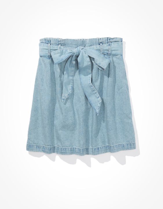 AE High-Waisted Denim Paperbag Mini Skirt