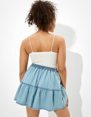 Женские юбки American Eagle AE Denim Tiered Mini Skirt — фото 2