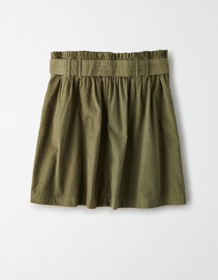 AE High-Waisted Corduroy Paperbag Mini Skirt