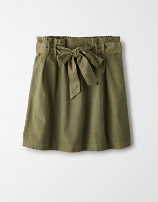 AE High-Waisted Corduroy Paperbag Mini Skirt