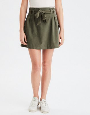 AE High Waisted Corduroy Paperbag Mini Skirt