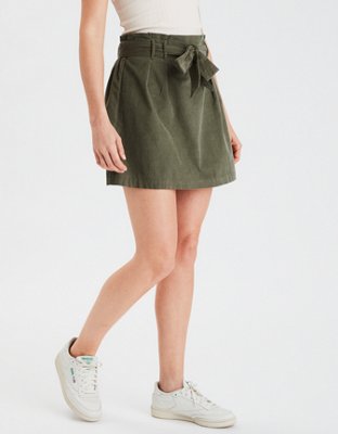 AE High-Waisted Corduroy Paperbag Mini Skirt