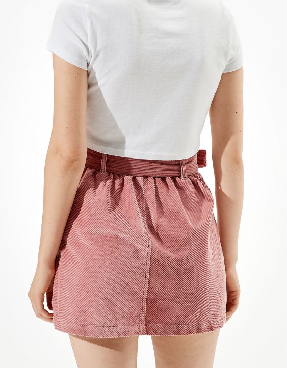 AE Corduroy Belted Mini Skirt