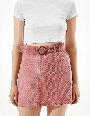 Belted corduroy mini outlet skirt