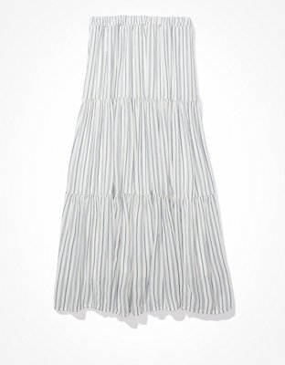 AE Striped Tiered Midi Skirt