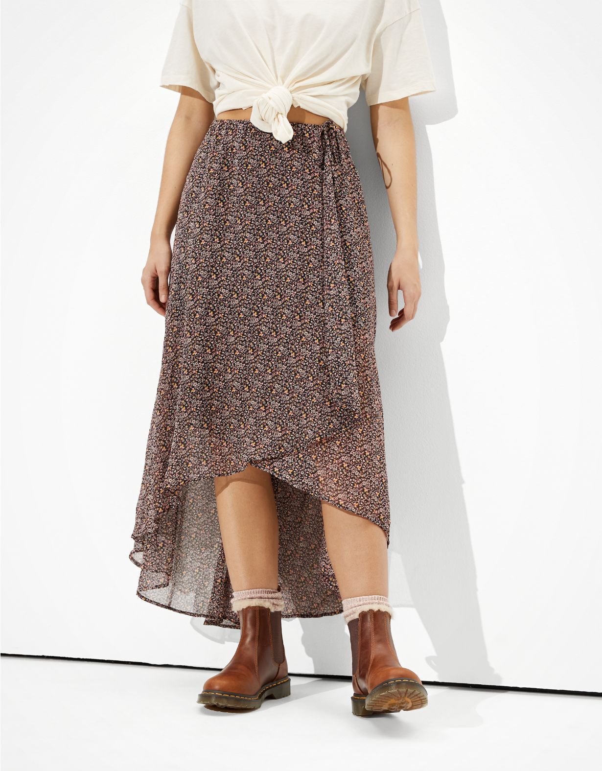 AE High-Waisted Asymmetrical Midi Skirt