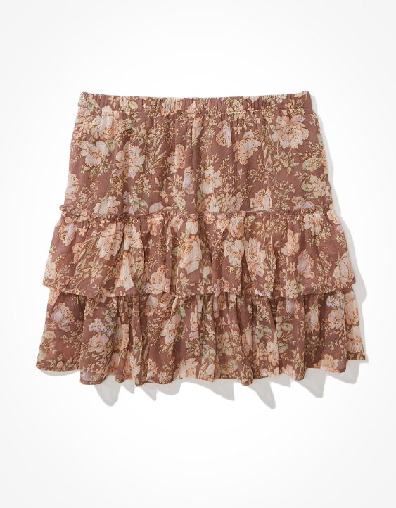 AE Chiffon Tiered Ruffled Mini Skirt
