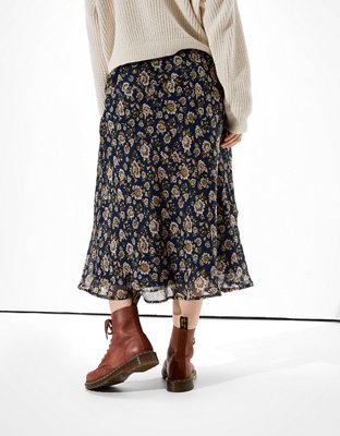 AE Floral Chiffon Midi Skirt