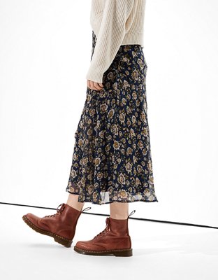 AE Floral Chiffon Midi Skirt