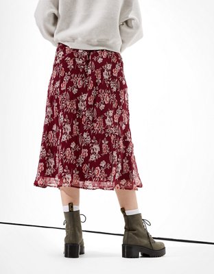 AE Floral Chiffon Midi Skirt