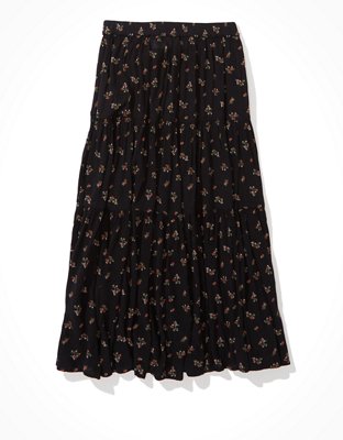 AE Tiered Button Up Midi Skirt