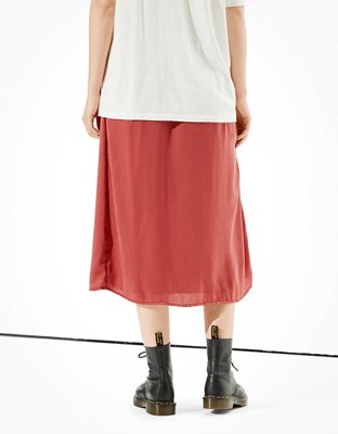 AE Silky Midi Slip Skirt