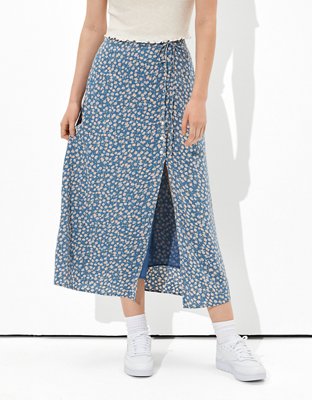 Floral button hotsell up midi skirt