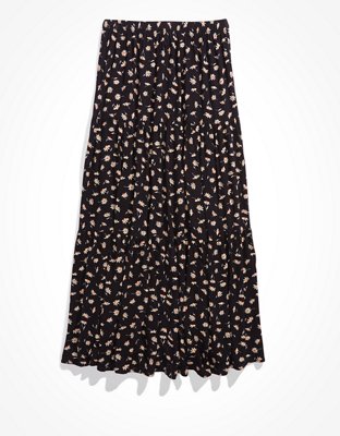 AE Floral Tiered Midi Skirt
