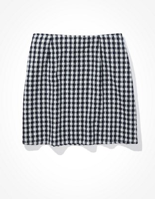 AE Gingham Notched Mini Skirt