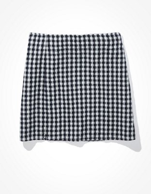AE Gingham Notched Mini Skirt