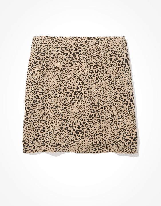 AE Leopard Notched Mini Skirt