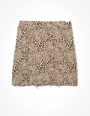AE Leopard Notched Mini Skirt