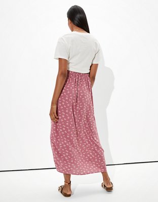 AE Tie-Waist Wrap Midi Skirt