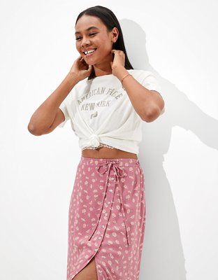 AE Tie-Waist Wrap Midi Skirt