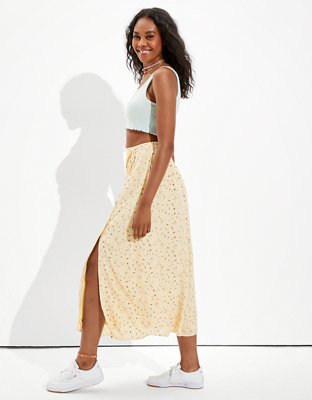 AE Tie-Waist Wrap Midi Skirt