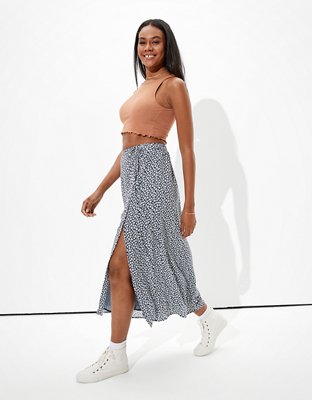 AE Tie-Waist Wrap Midi Skirt