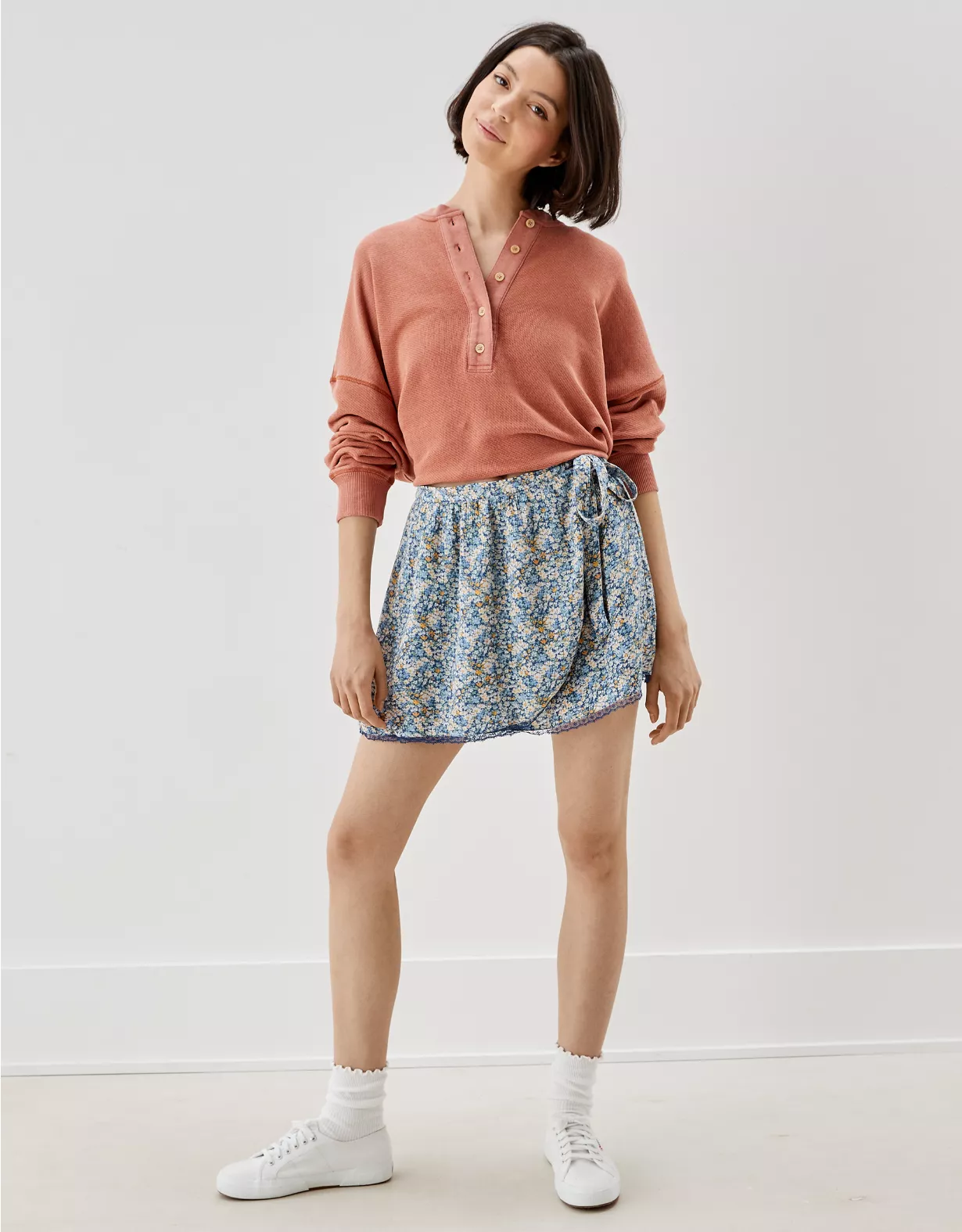 AE Floral Wrap Mini Skirt