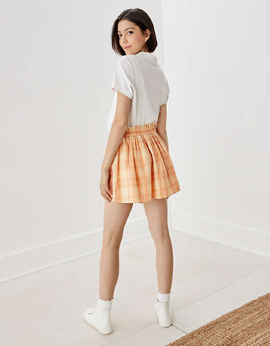 AE Pull-On Plaid Mini Skirt