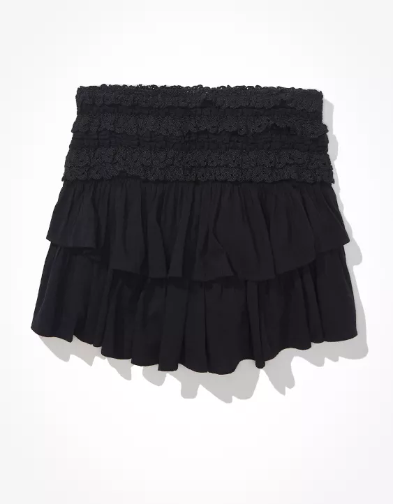 AE Crocheted Tiered Mini Skirt