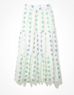 AE Floral Tiered Maxi Skirt