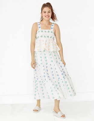AE Floral Tiered Maxi Skirt