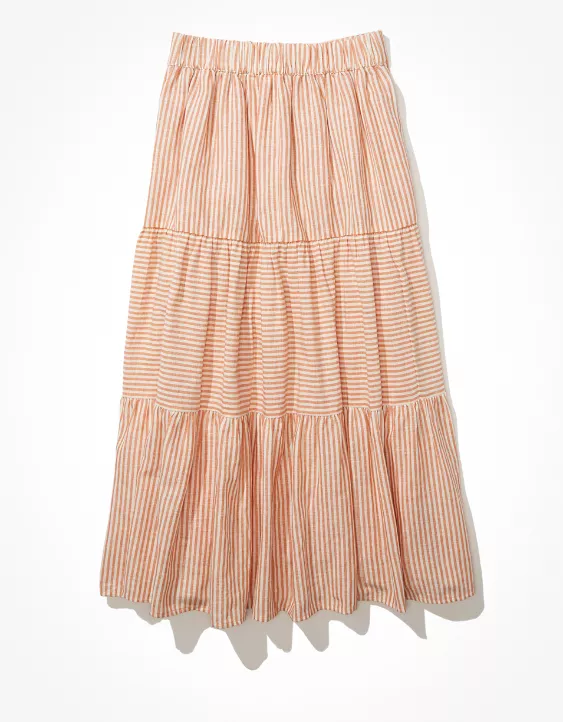 AE Striped Tiered Maxi Skirt