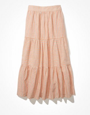 AE Striped Tiered Maxi Skirt
