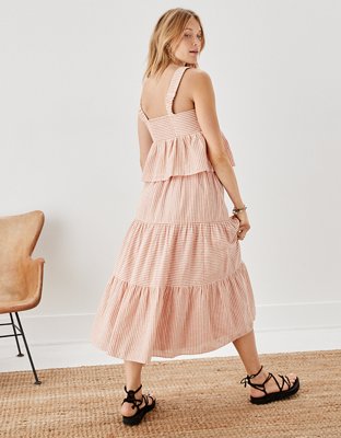 AE Striped Tiered Maxi Skirt