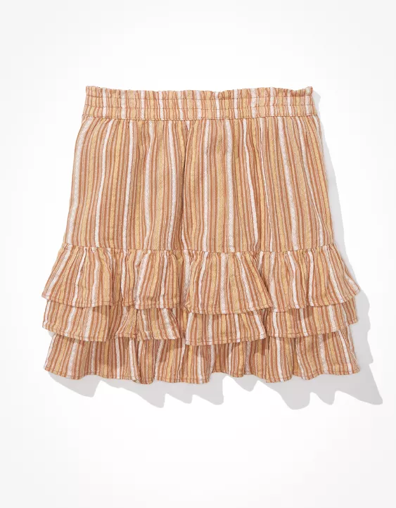 AE Striped Ruffle Mini Skirt