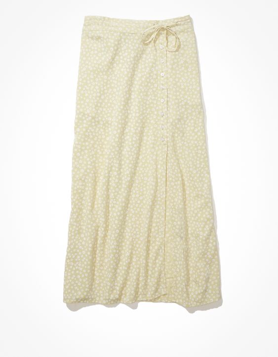 AE Floral Tie-Waist Midi Skirt