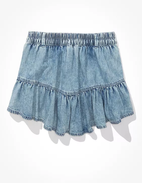 AE Denim Ruffle Mini Skirt