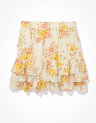 AE Floral Ruffle Mini Skirt