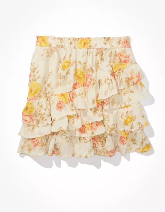 AE Floral Ruffle Mini Skirt