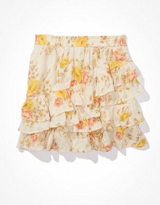 AE Floral Ruffle Mini Skirt