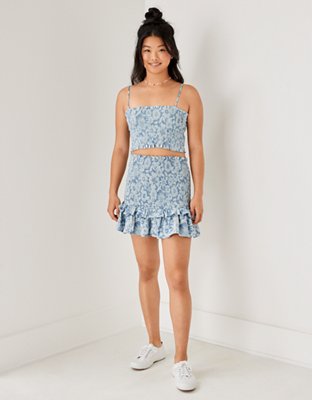 AE Floral Ruffle Mini Skirt