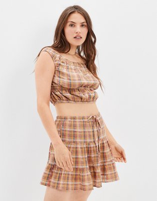 AE Tie-Waist Tiered Mini Skirt